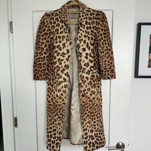 Blumarine Leopard Print Coat with Bow Details